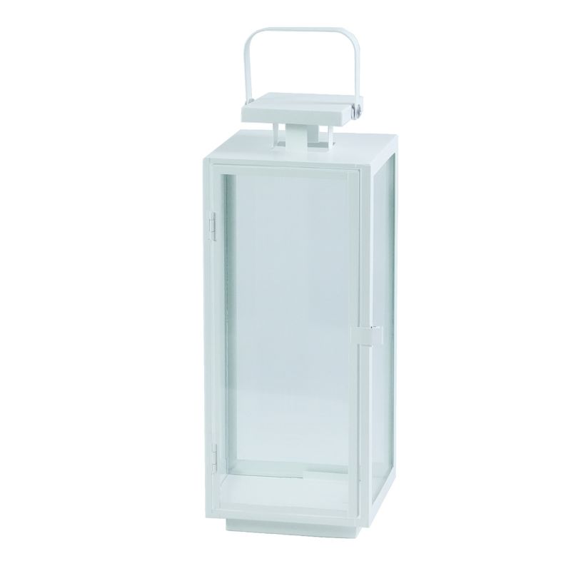 Latarnia Jumi metalowa ze szklanymi ściankami 50 cm biała
