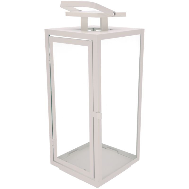 Latarnia Jumi metalowa ze szklanymi ściankami 40 cm biała