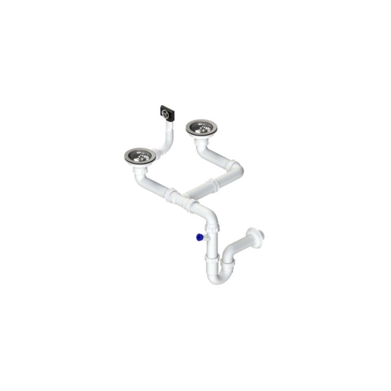 Syfon do zlewozmywaka 2-komorowego Tycner sitko inox