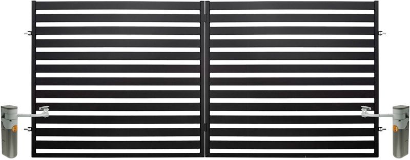 Brama dwuskrzydłowa Polbram Steel Group Lara 2 automatyczna 350 x 154 cm czarna