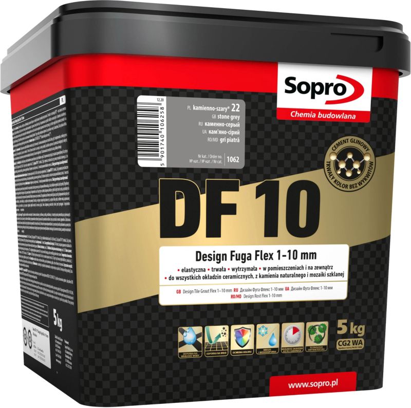 Fuga szeroka Sopro Flex DF10 Design22 kamień szary 5 kg