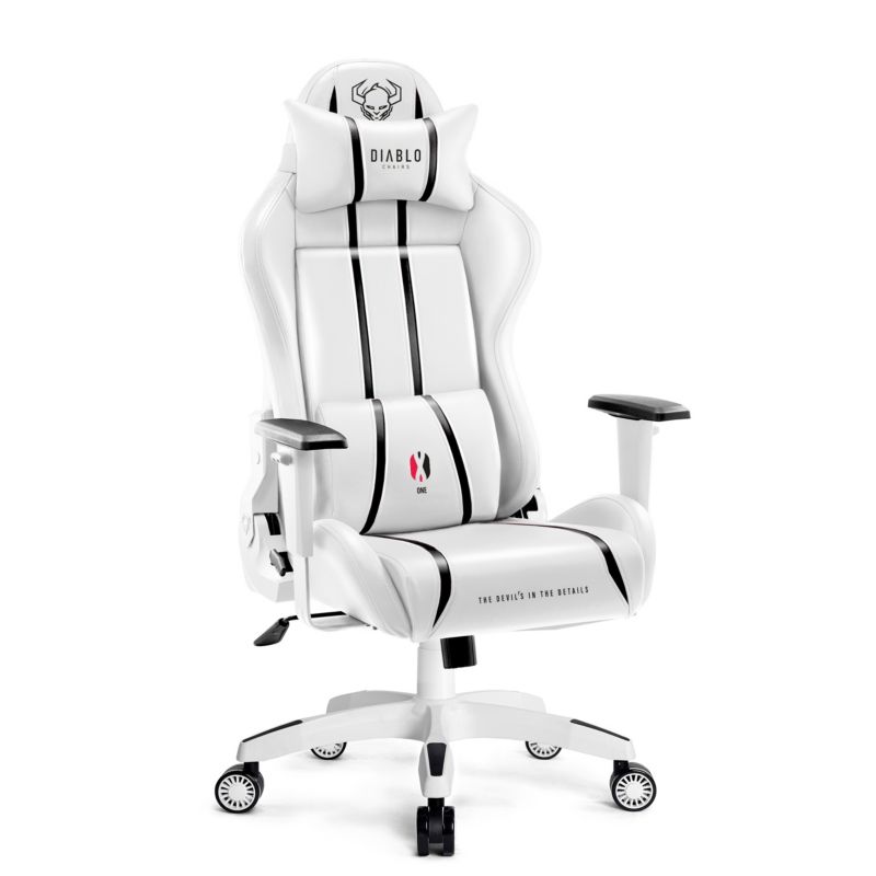Fotel gamingowy biurowy z ekoskóry XL Diablo X-One 2.0 biało-czarny 1 szt