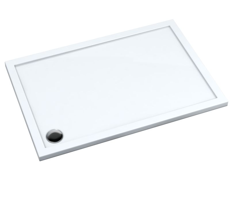 Brodzik prostokątny Schedpol Atla 70 x 120 x 4 cm biały gładki