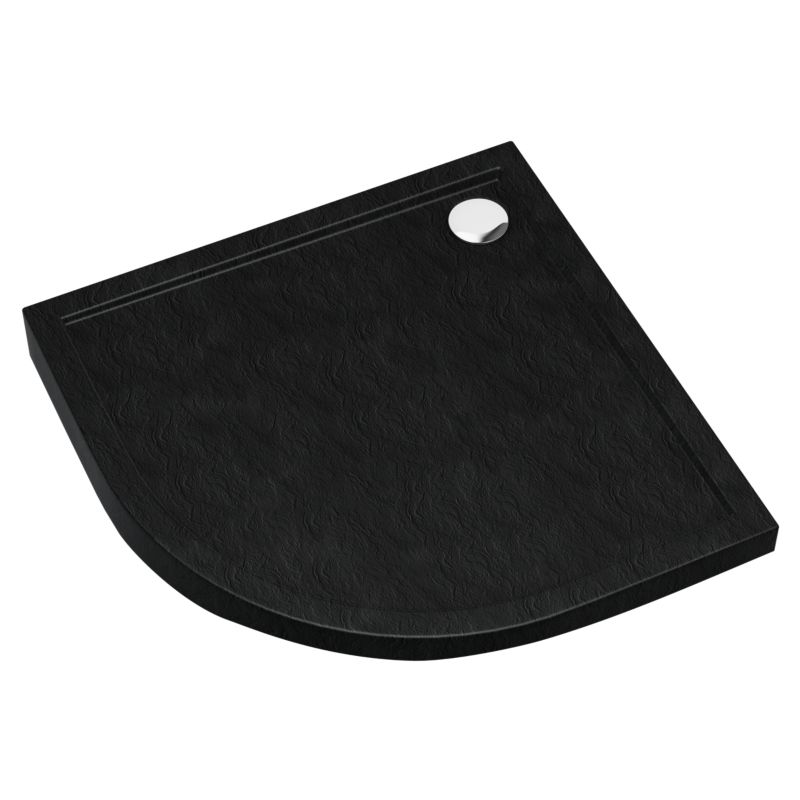 Brodzik półokrągły Schedpol Atla 90 x 90 x 4,5 cm czarny strukturalny