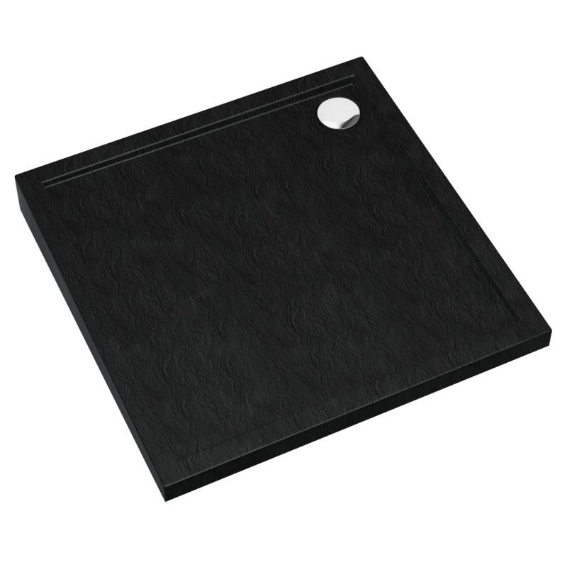 Brodzik kwadratowy Schedpol Atla 90 x 90 x 4,5 cm czarny strukturalny