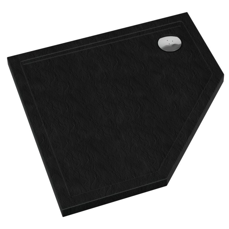 Brodzik pięciokątny Schedpol Atla 80 x 80 x 4,5 cm czarny strukturalny