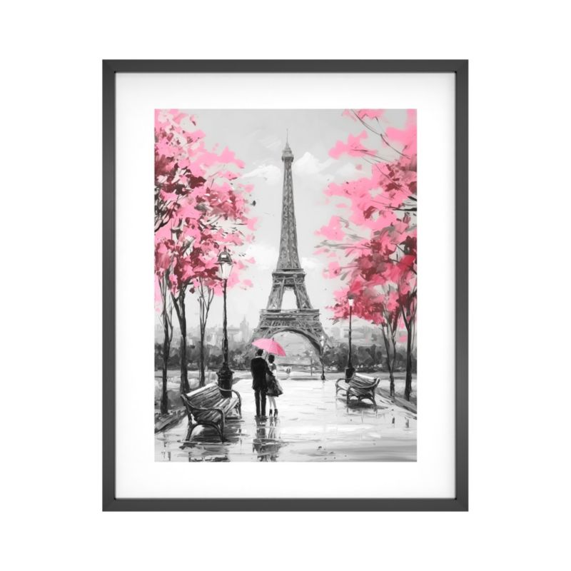 Plakat w ramie 40 x 50 cm różowy Paryż