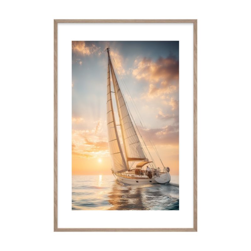 Plakat w ramie 60 x 90 cm żeglowanie o zachodzie