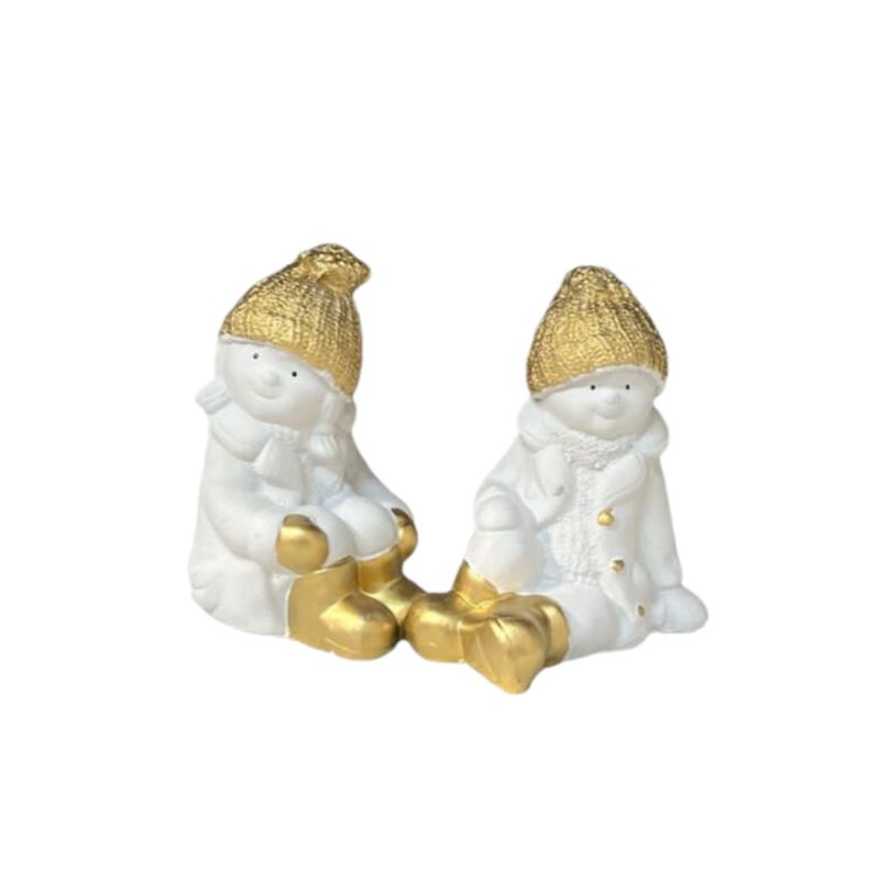 Figurka Direct Home and Garden dzieci siedzące 13 cm biało złota