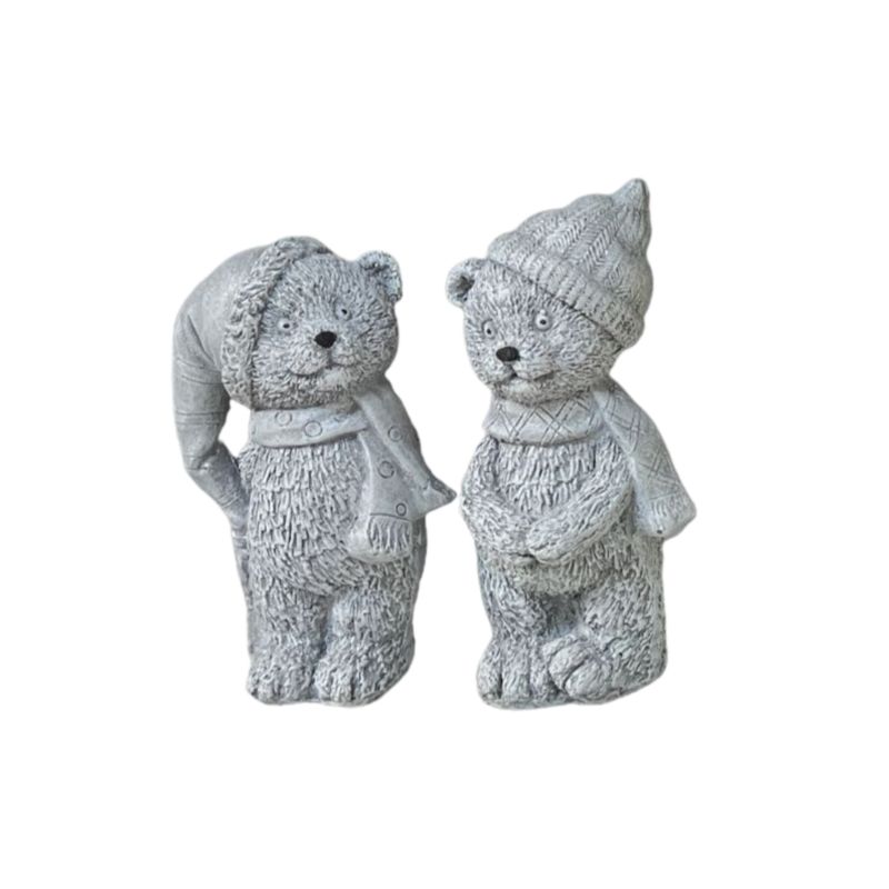 Figurka gipsowa Direct Home and Garden miś szaro-srebrna