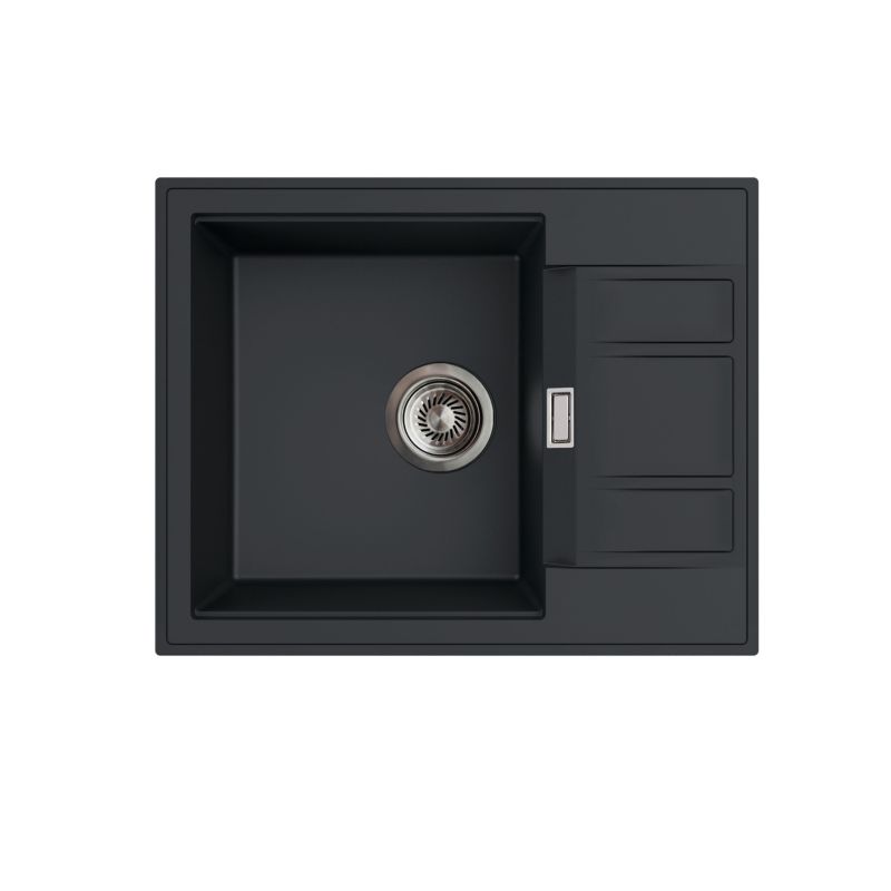 Zlewozmywak granitowy Milo Feline krótki ociekacz czarny