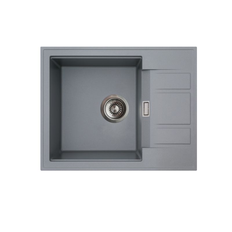 Zlewozmywak granitowy Milo Feline krótki ociekacz szary