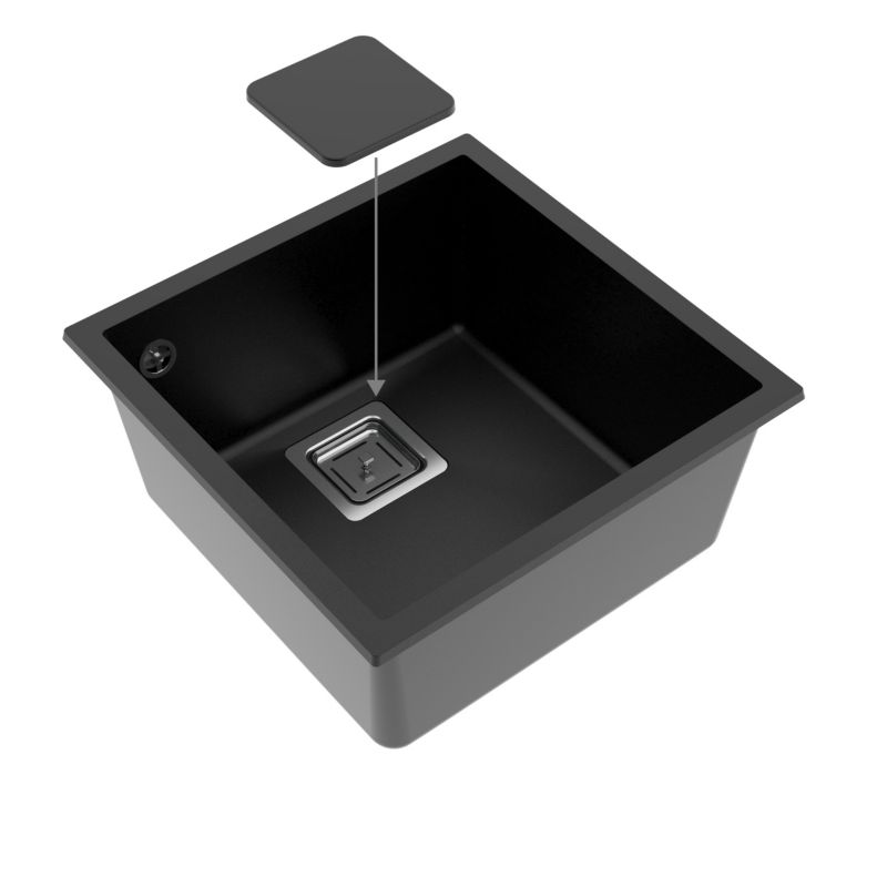 Zlewozmywak granitowy Milo Carbo z akcesoriami czarny