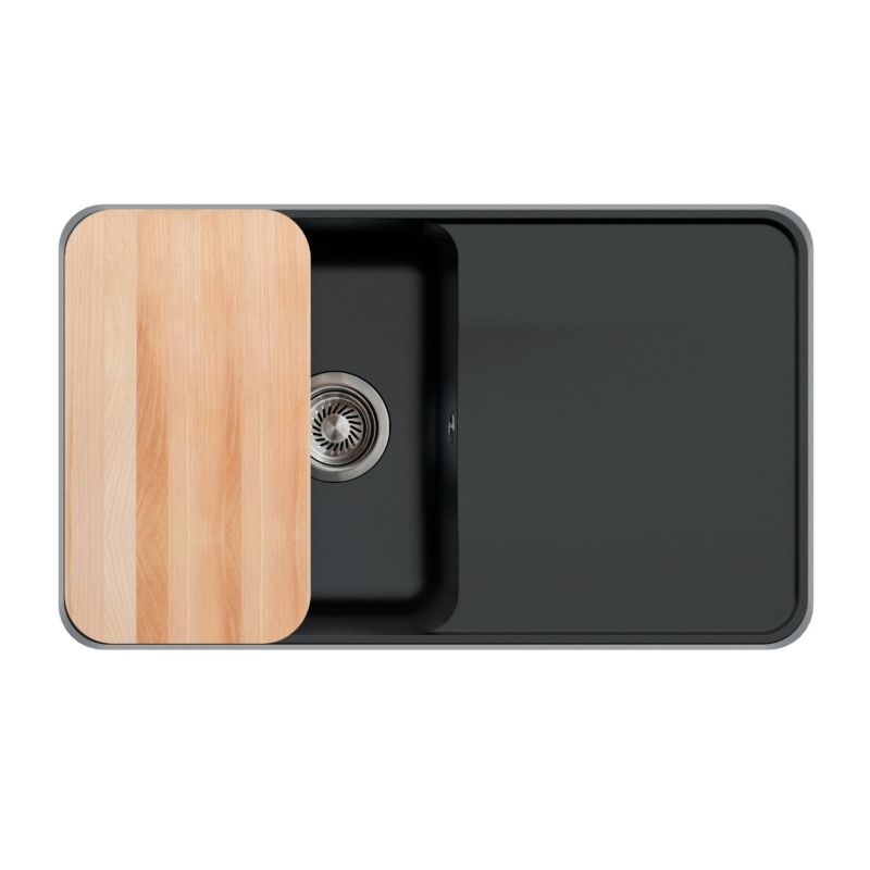 Zlewozmywak granitowy Milo Koi z ociekaczem i deską czarny