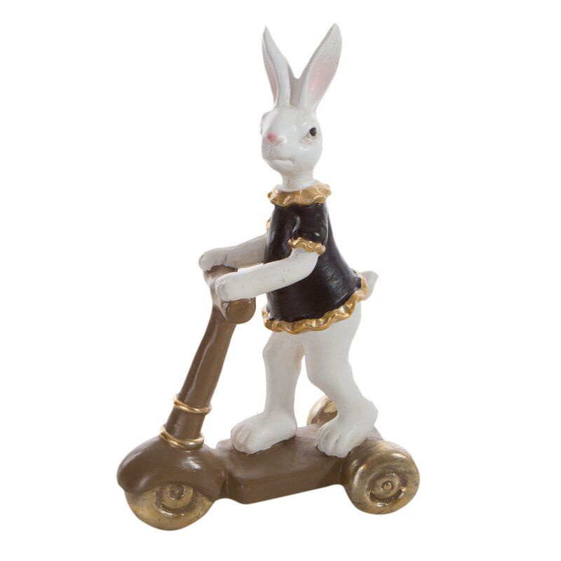 Figurka wielkanocna 158B Zając na hulajnodze Eurofirany 18 x 9 x 28 cm biała czarna 1 szt.