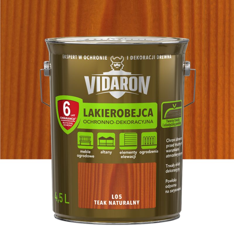 Vidaron Lakierobejca ochronno-dekoracyjna teak naturalny 4,5 l