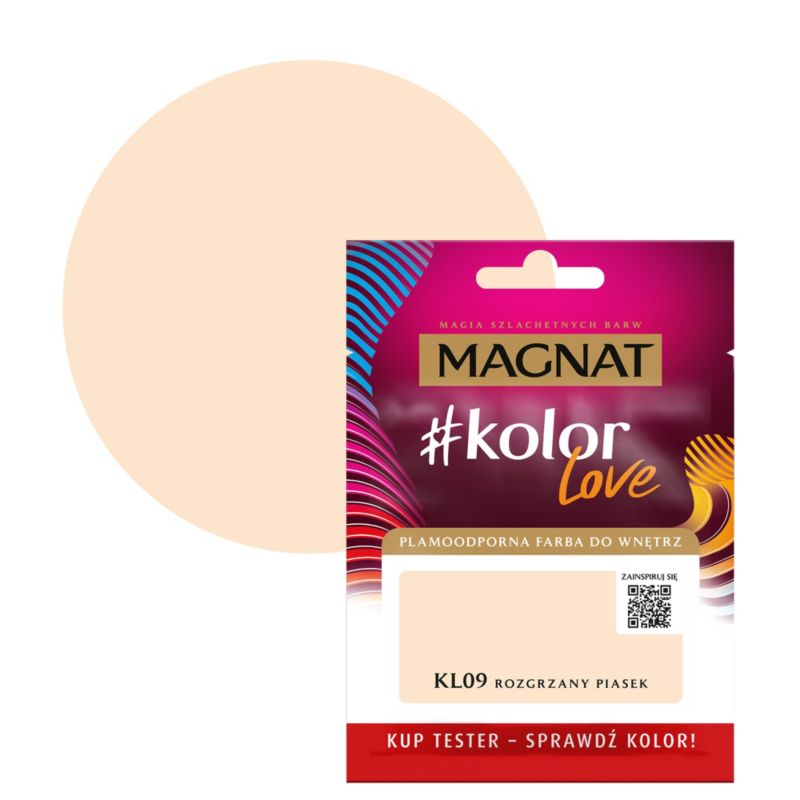 Tester farby plamoodpornej Magnat #kolorLove KL09 rozgrzany piasek 0,025 l