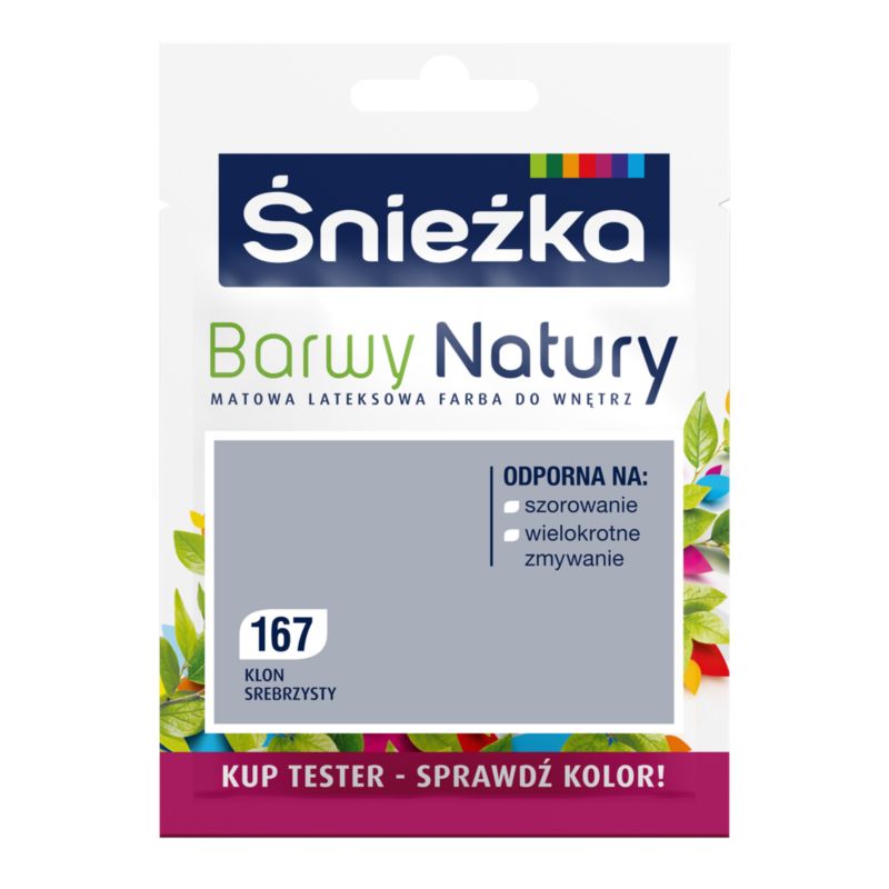 Tester farby Śnieżka Barwy Natury dklon srebrzysty 25 ml