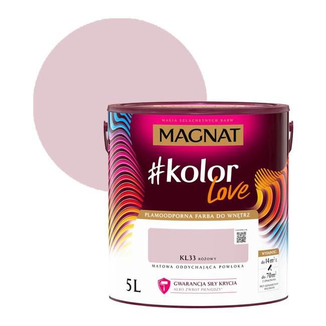 Farba kolorowa plamoodporna Magnat #kolorLove KL33 różowy 5 l