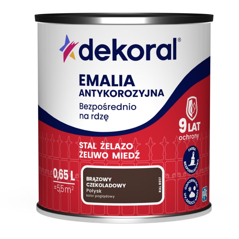 Emalia antykorozyjna Dekoral brąz czekoladowy połysk 0,65 l