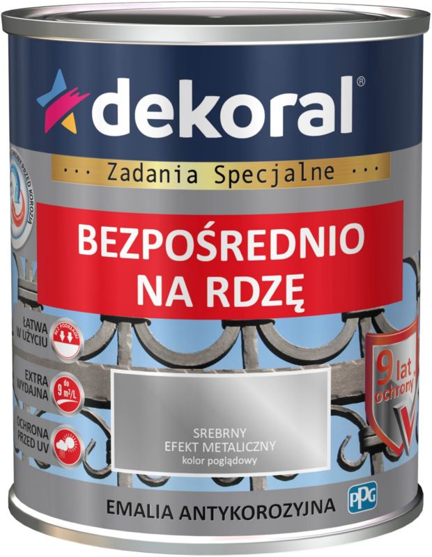 Emalia antykorozyjna Dekoral srebrny 0,65 l