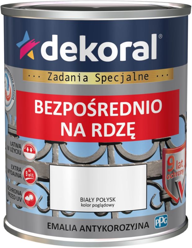 Emalia antykorozyjna Dekoral biały połysk 0,65 l