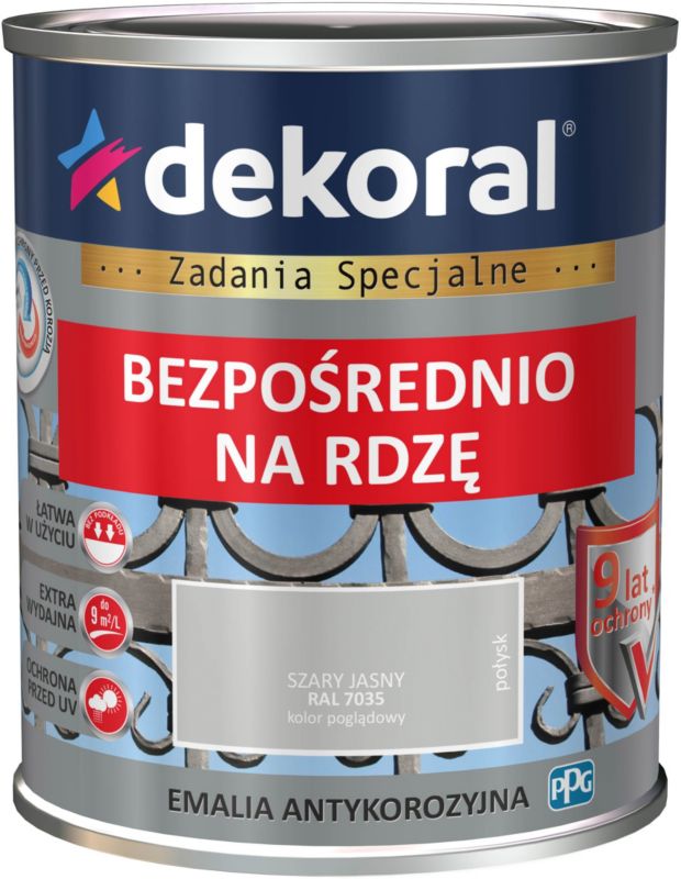 Emalia antykorozyjna Dekoral szary jasny połysk 0,65 l