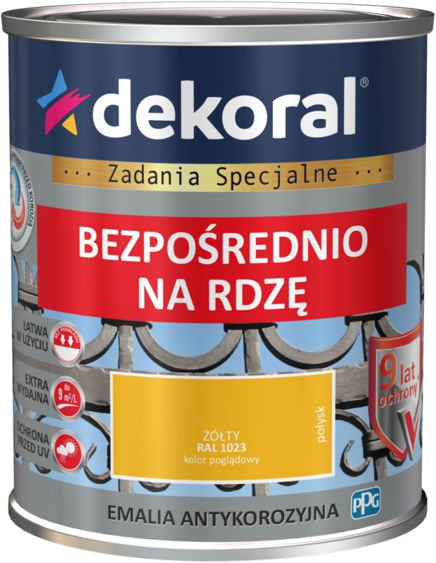 Emalia antykorozyjna Dekoral żółty połysk 0,65 l