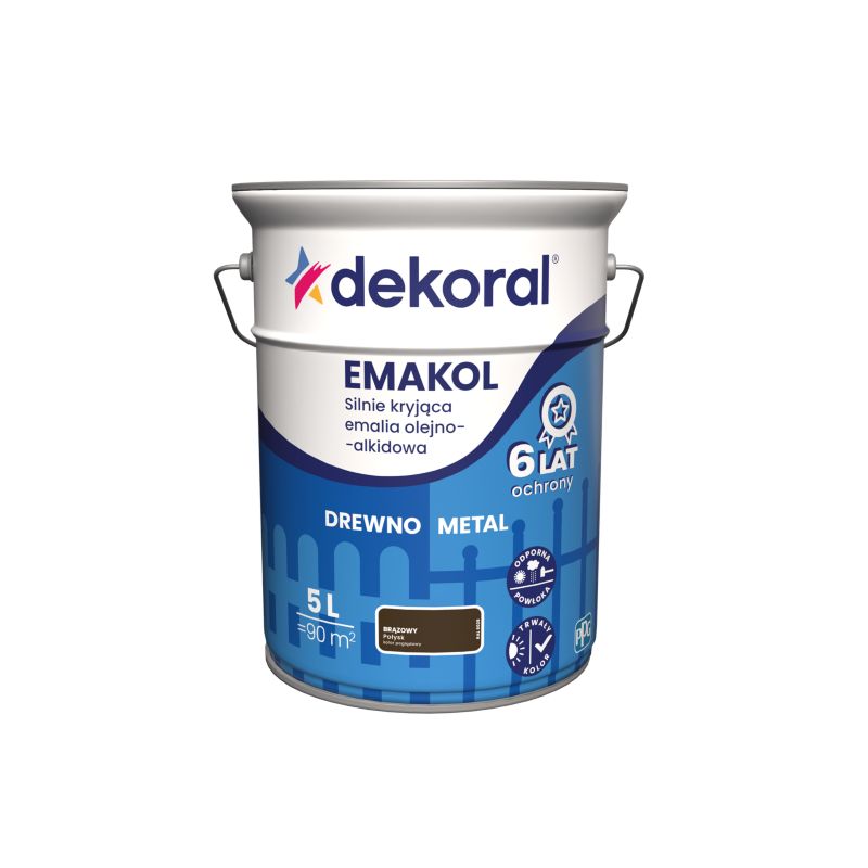 Emalia olejno-alkidowa Dekoral Emakol do drewna i metalu brązowy 5 l