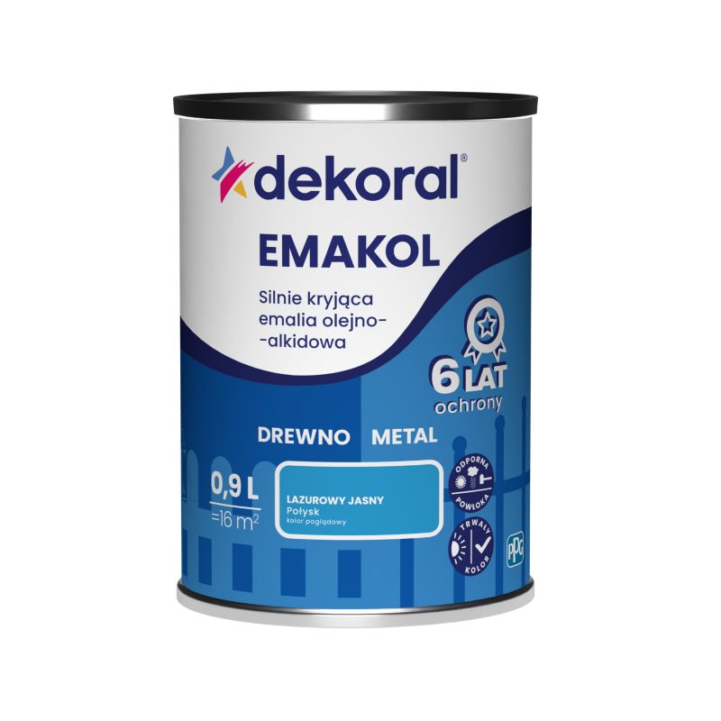 Emalia olejno-alkidowa Dekoral Emakol do drewna i metalu lazurowy jasny 0,9 l