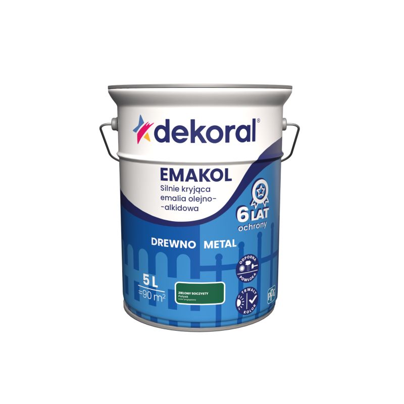 Emalia olejno-alkidowa Dekoral Emakol do drewna i metalu zielony soczysty 5 l