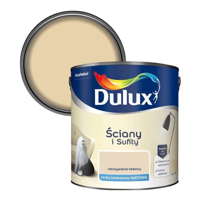 Farba Dulux Ściany i Sufity rzeczywiście beżowy 2,5 l