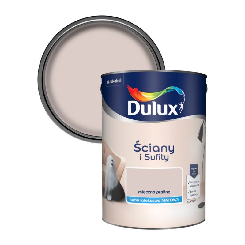 Farba Dulux Ściany i Sufity mleczna pralina 5 l