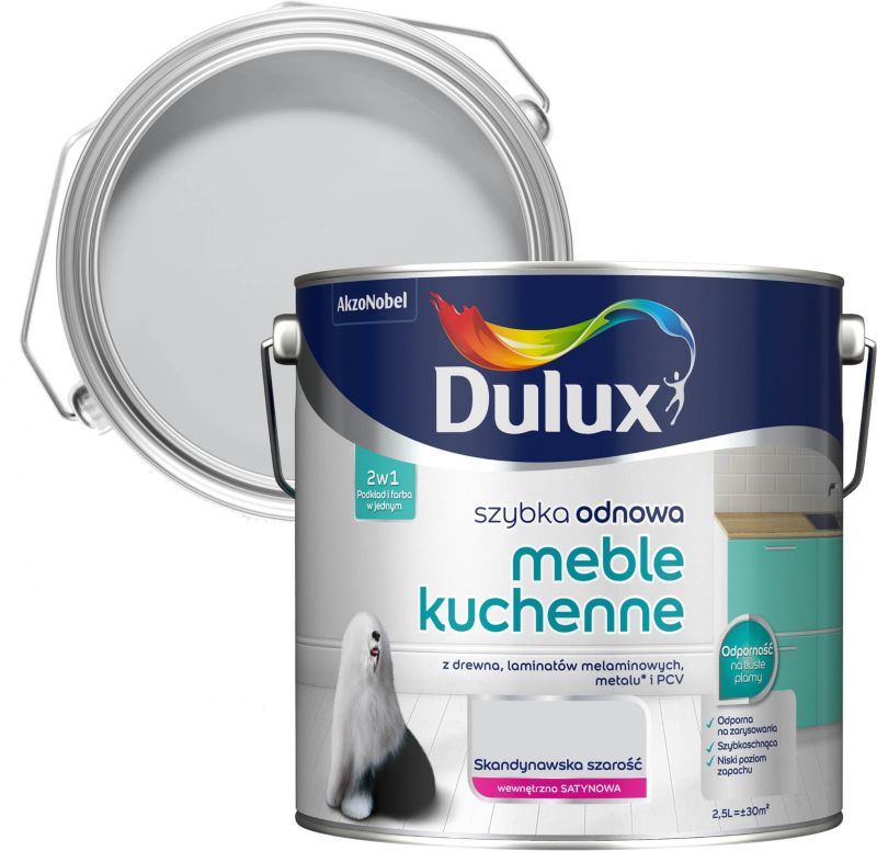 Farba renowacyjna do mebli kuchennych Dulux Szybka Odnowa skandynawska szarość 2,5 l