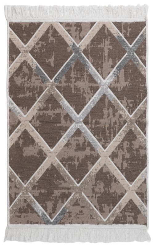 Dywan Pled 80 x 150 cm wzór romby beżowo-brązowy