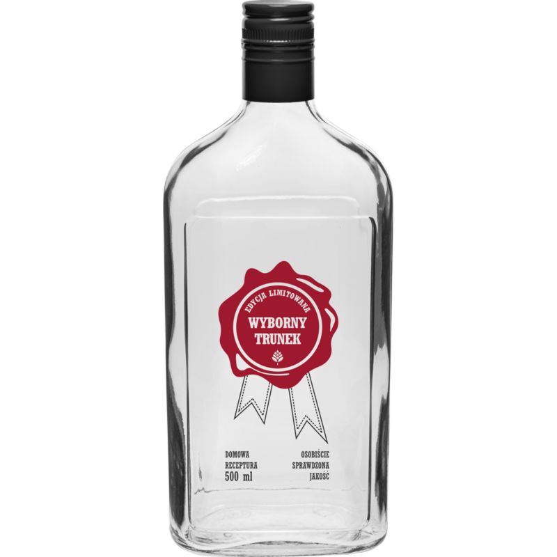 Butelka z zakrętką nadruk wyborny trunek 500 ml