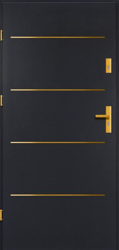 Drzwi zewnętrzne Atena 90 lewe czarny antracyt/złoto