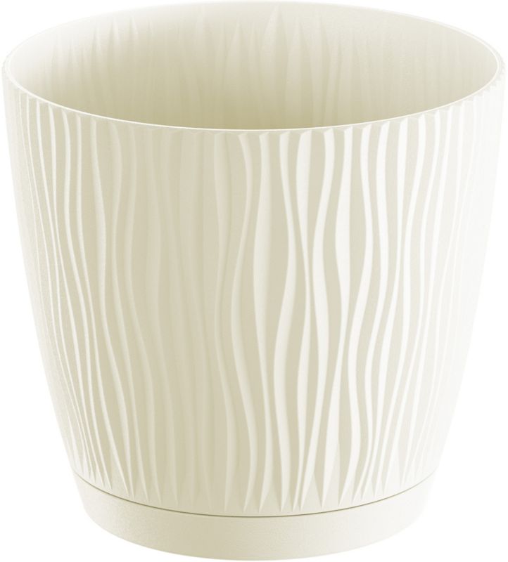 Doniczka z podstawką Sandy 10,8 cm kremowa