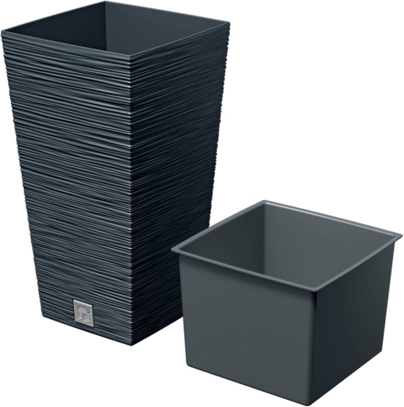 Doniczka Prosperplast Furu kwadratowa 20 cm antracyt