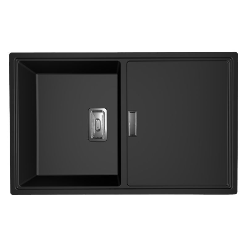 Zlewozmywak granitowy Laveo Tonga czarny monochromatyczny