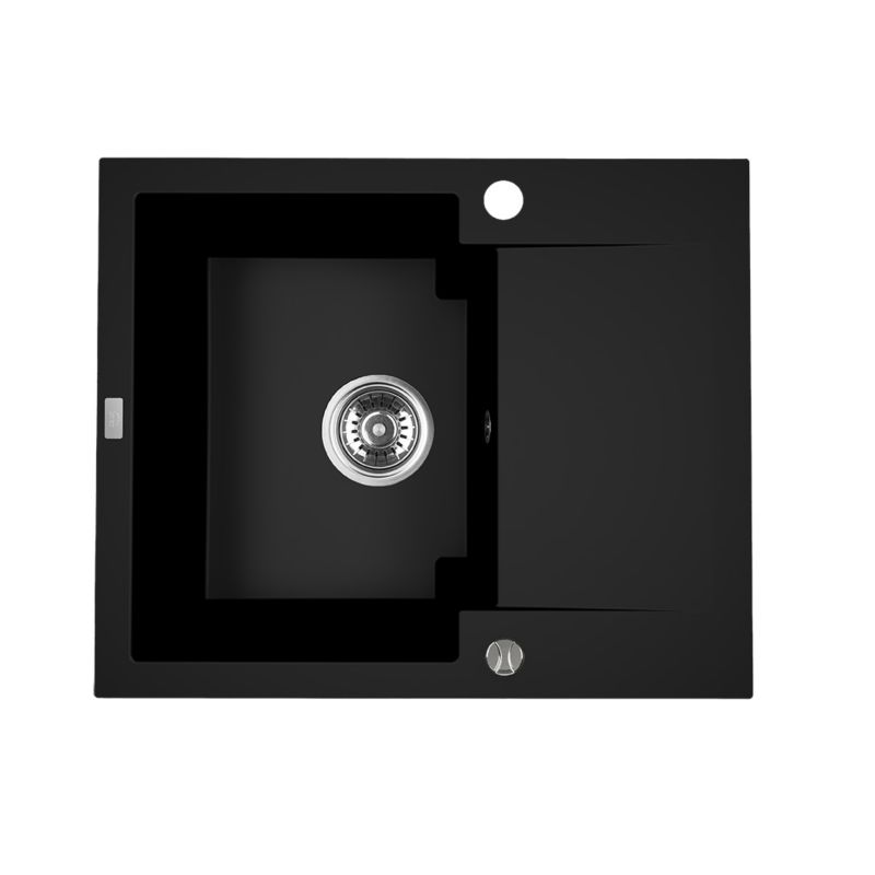 Zlewozmywak granitowy Laveo One z ociekaczem czarny monochromatyczny