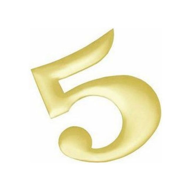 Cyfra 5 ANO mosiądz polerowany 37 mm