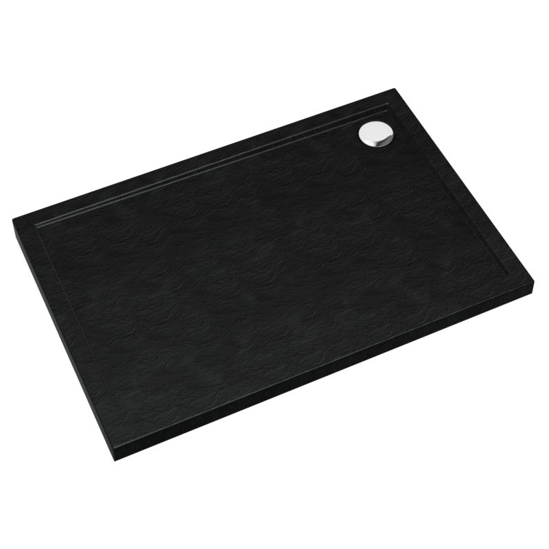 Brodzik prostokątny Schedpol Atla 80 x 90 x 4 cm czarny strukturalny