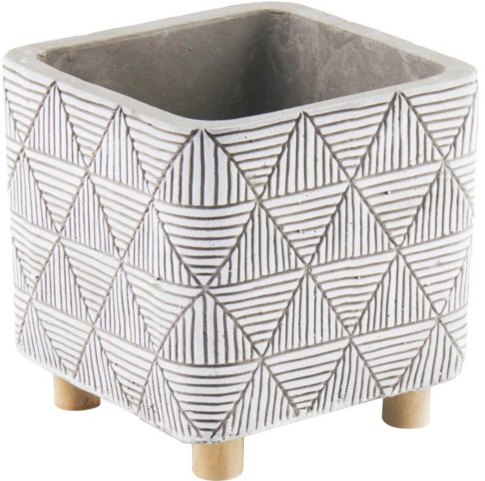 Osłonka doniczki kwadratowa 14 cm z nóżkami szara