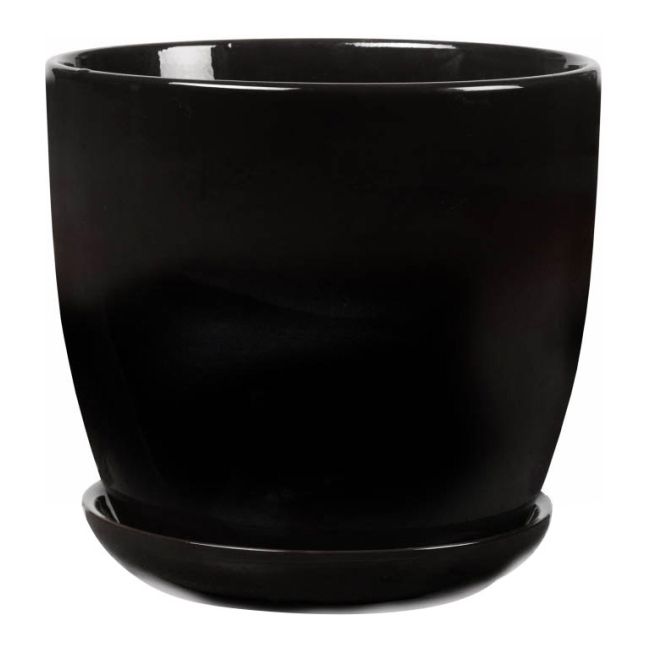 Doniczka z podstawką 15 cm czarna