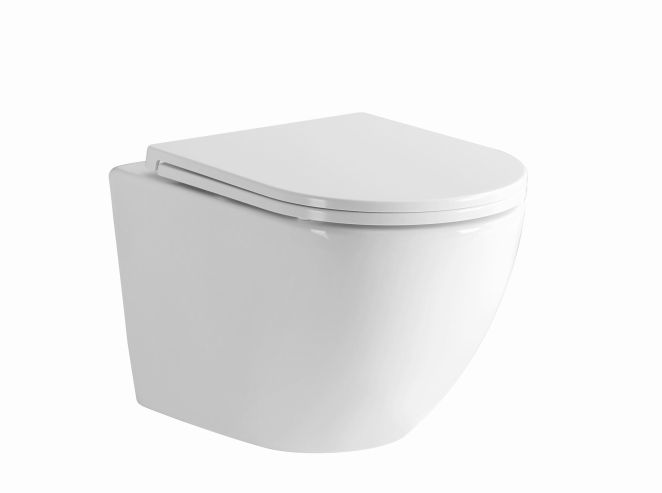 Miska WC wisząca Tornado wirowa bezkołnierzowa z deską wolnoopadającą z duroplastu
