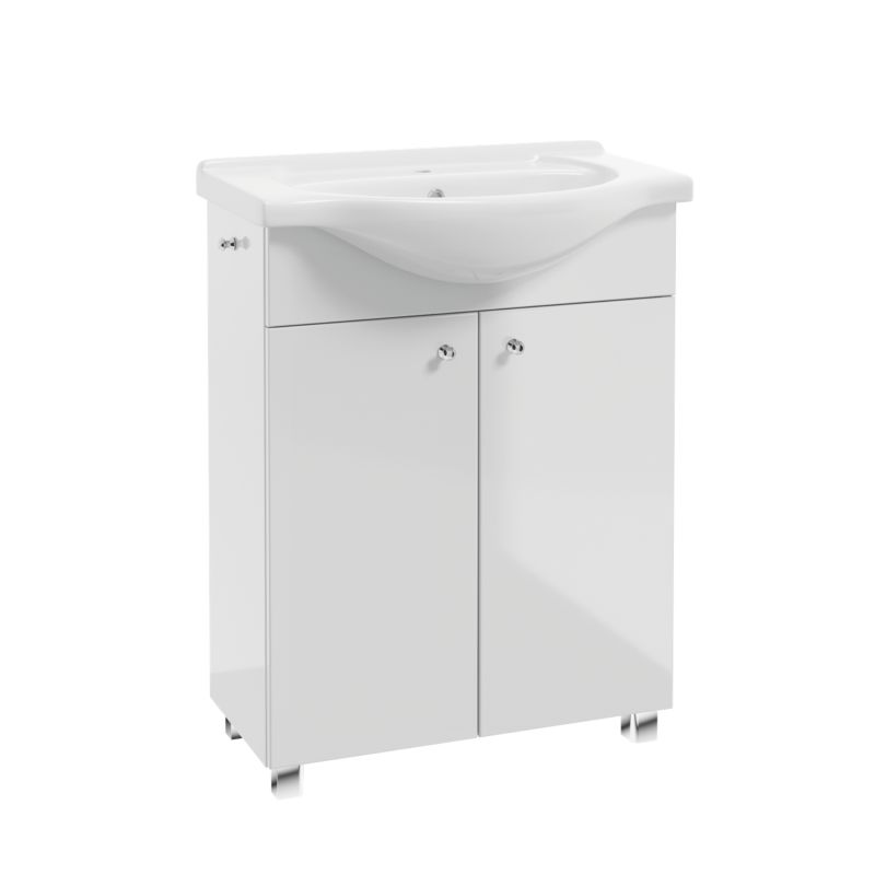 Szafka z umywalką Pat 65 cm biały połysk
