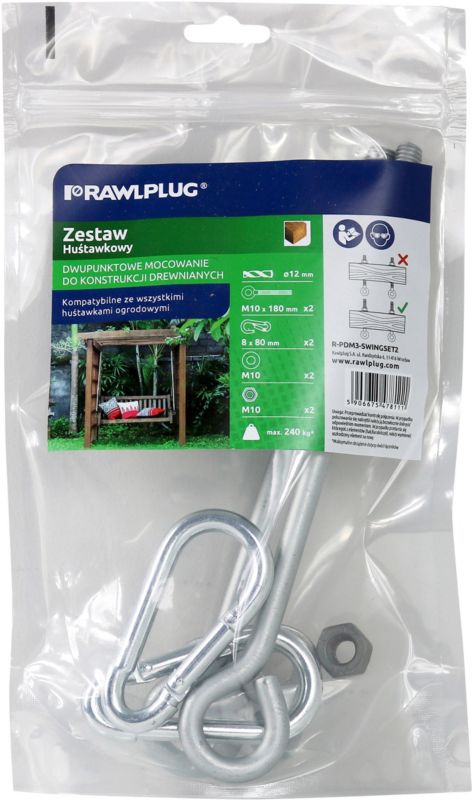 Rawplug Zestaw huśtawkowy hak oczkowy 16 cm x 27 cm