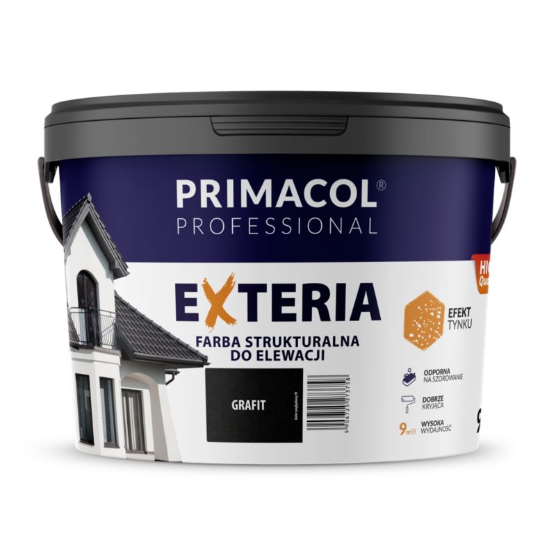 Farba elewacyjna Primacol Exteria strukturalna grafitowy 9 l