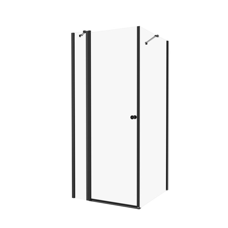 Kabina Finesse Caprice kwadratowa uchylna 90 x 90 cm czarna/transparentna
